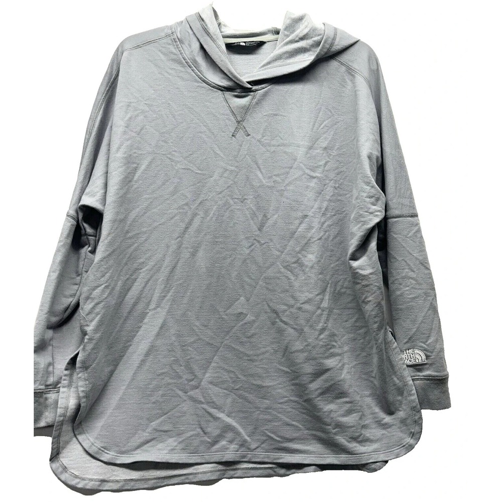 The North Face Women's Small Grey Hooded Cotton Blend Shirt Hoodie (H2)
